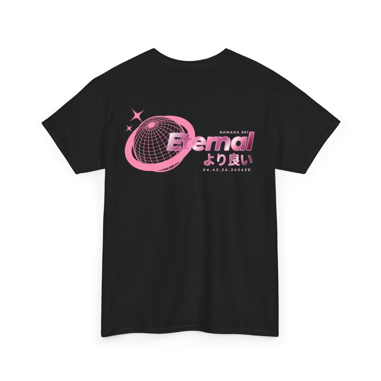 NOMADA Pink Globe Tee — Japanese Text Aesthetic Graphic T-Shirt