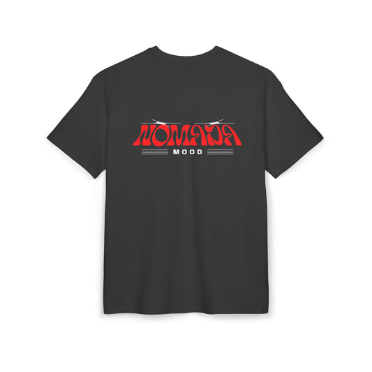 Oversized Tee — Red 'NOMADA Mood' Graphic Chest & Back Tee