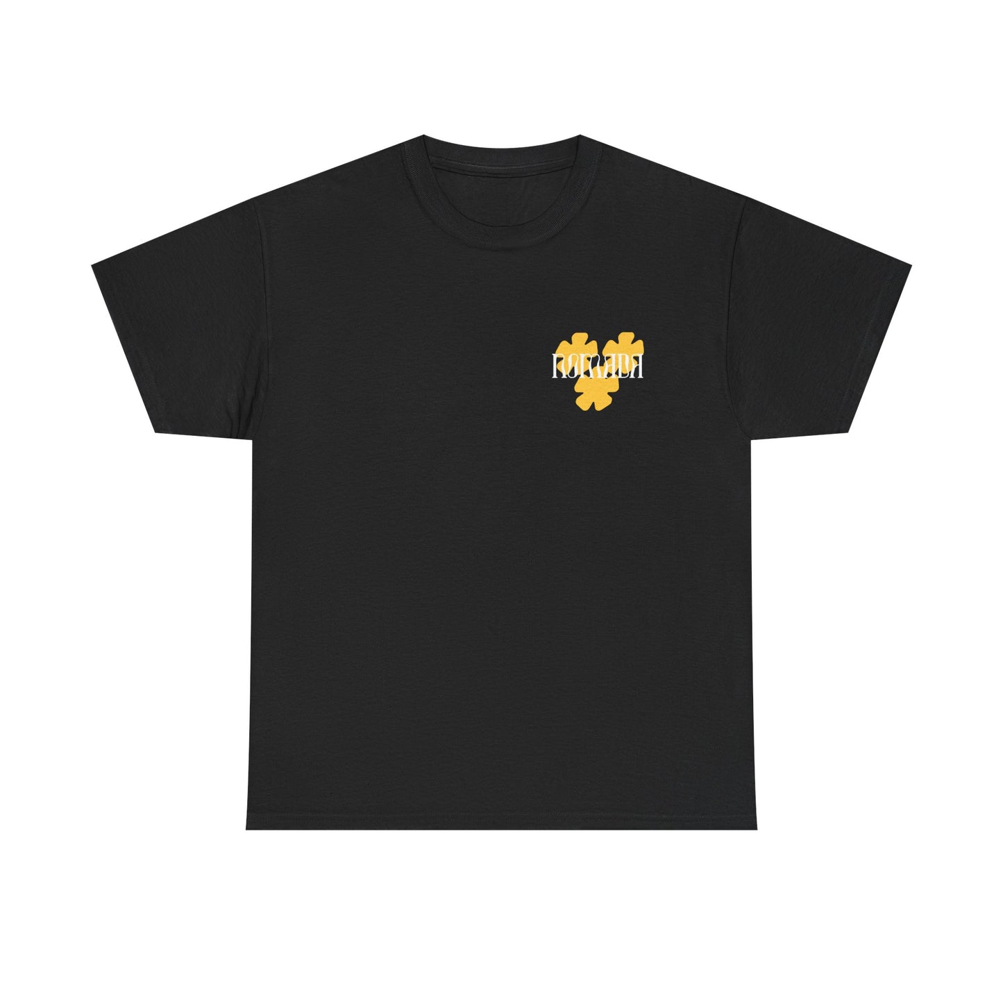 Puzzle Flower Tee — Yellow Floral Puzzle Heart T-Shirt