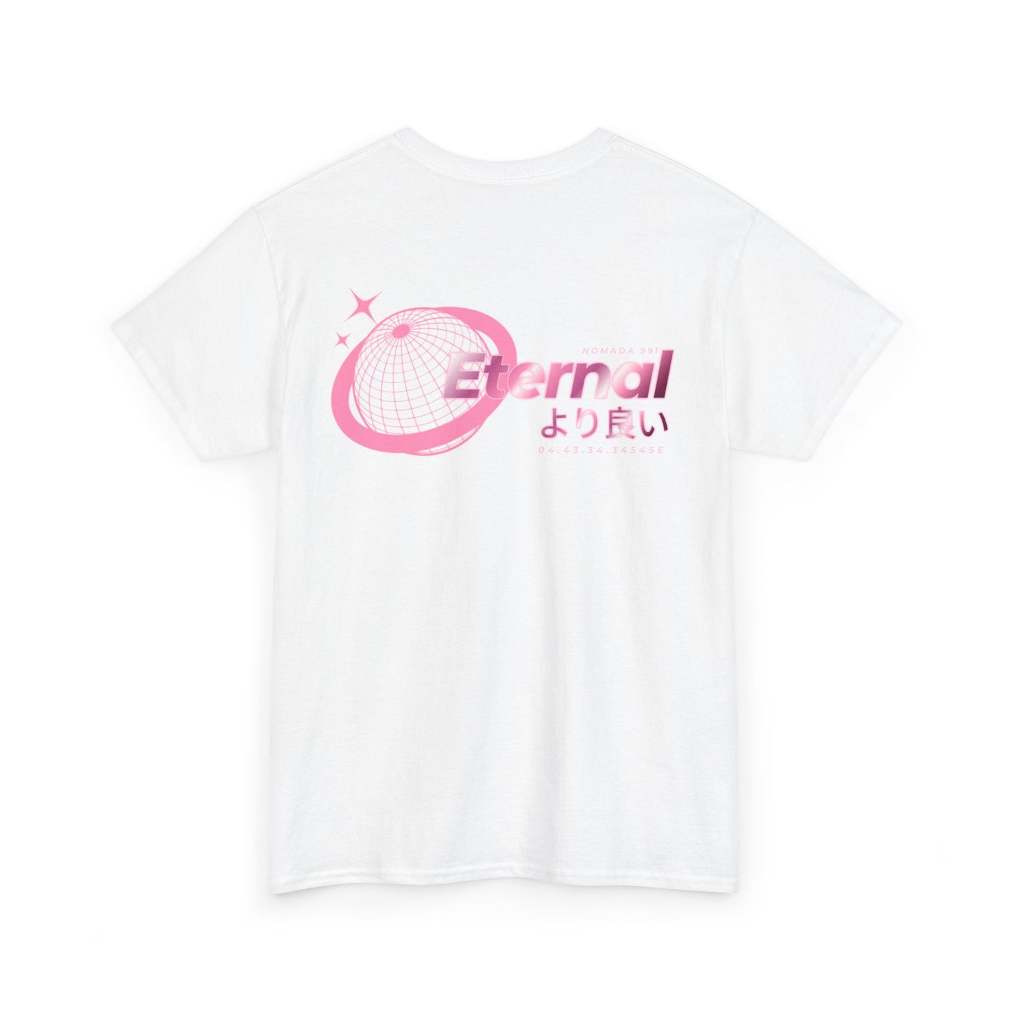 NOMADA Pink Globe Tee — Japanese Text Aesthetic Graphic T-Shirt