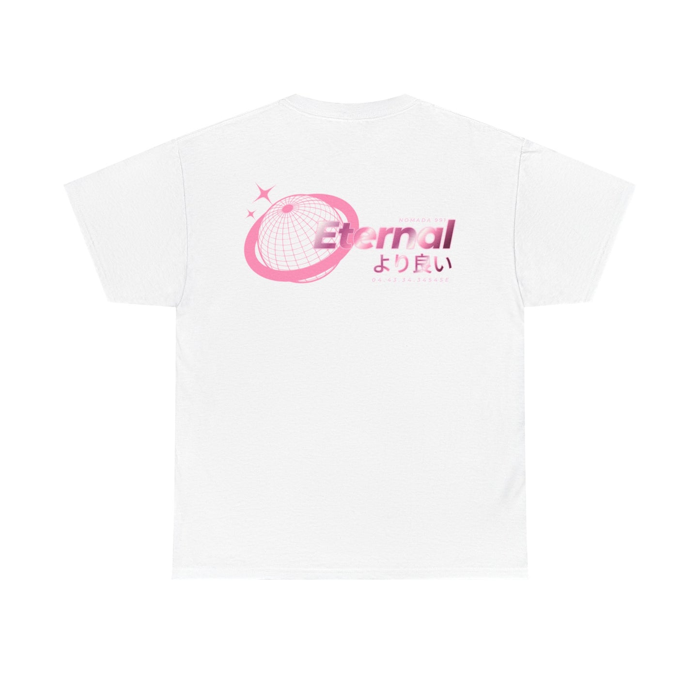 NOMADA Pink Globe Tee — Japanese Text Aesthetic Graphic T-Shirt
