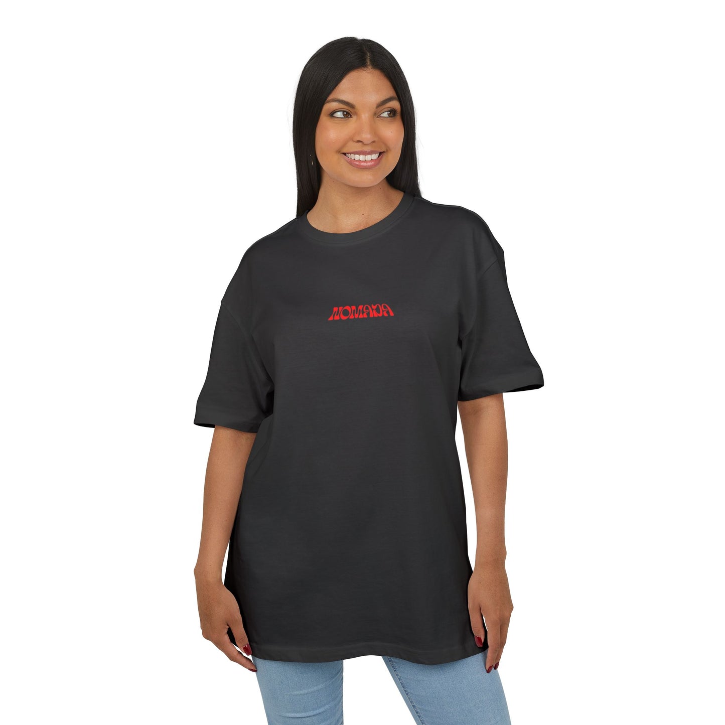 Oversized Tee — Red 'NOMADA Mood' Graphic Chest & Back Tee